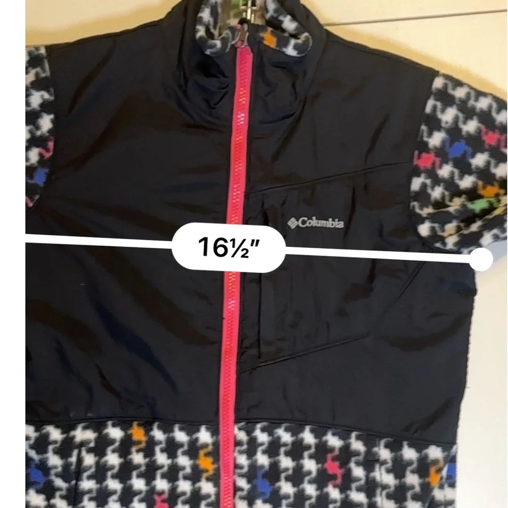Columbia Interchange Fleece‎ Jacket Houndstooth Black Pink Youth Size 14/16